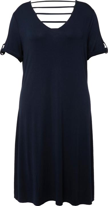 Image du produit Ulla Popken Robe de plage en jersey à décolleté en V, ruban fantaisie et manches courtes (42, 44)