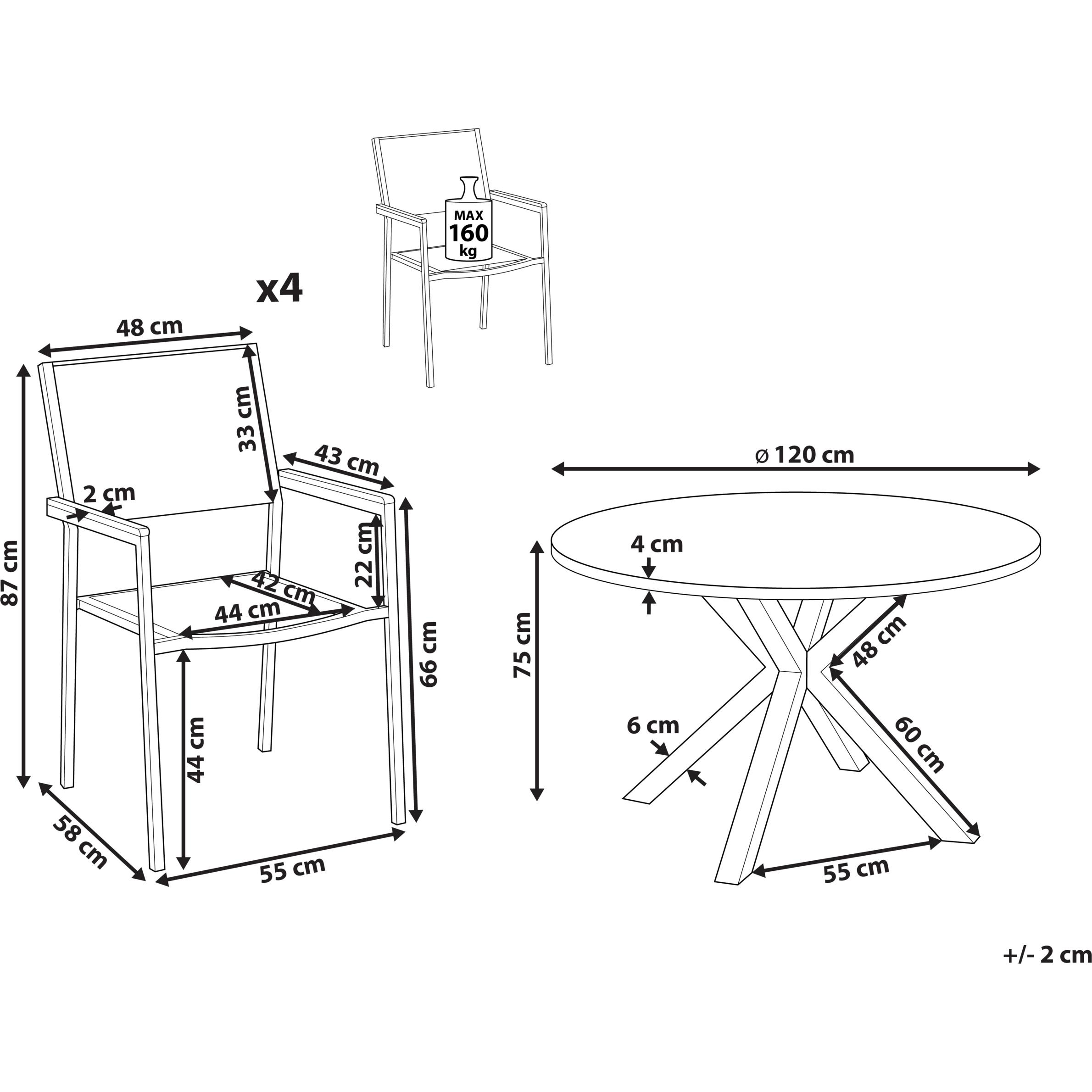 Thumbnail - Beliani, Gartentisch + Balkontisch, Maletto/Grosseto (120 cm)