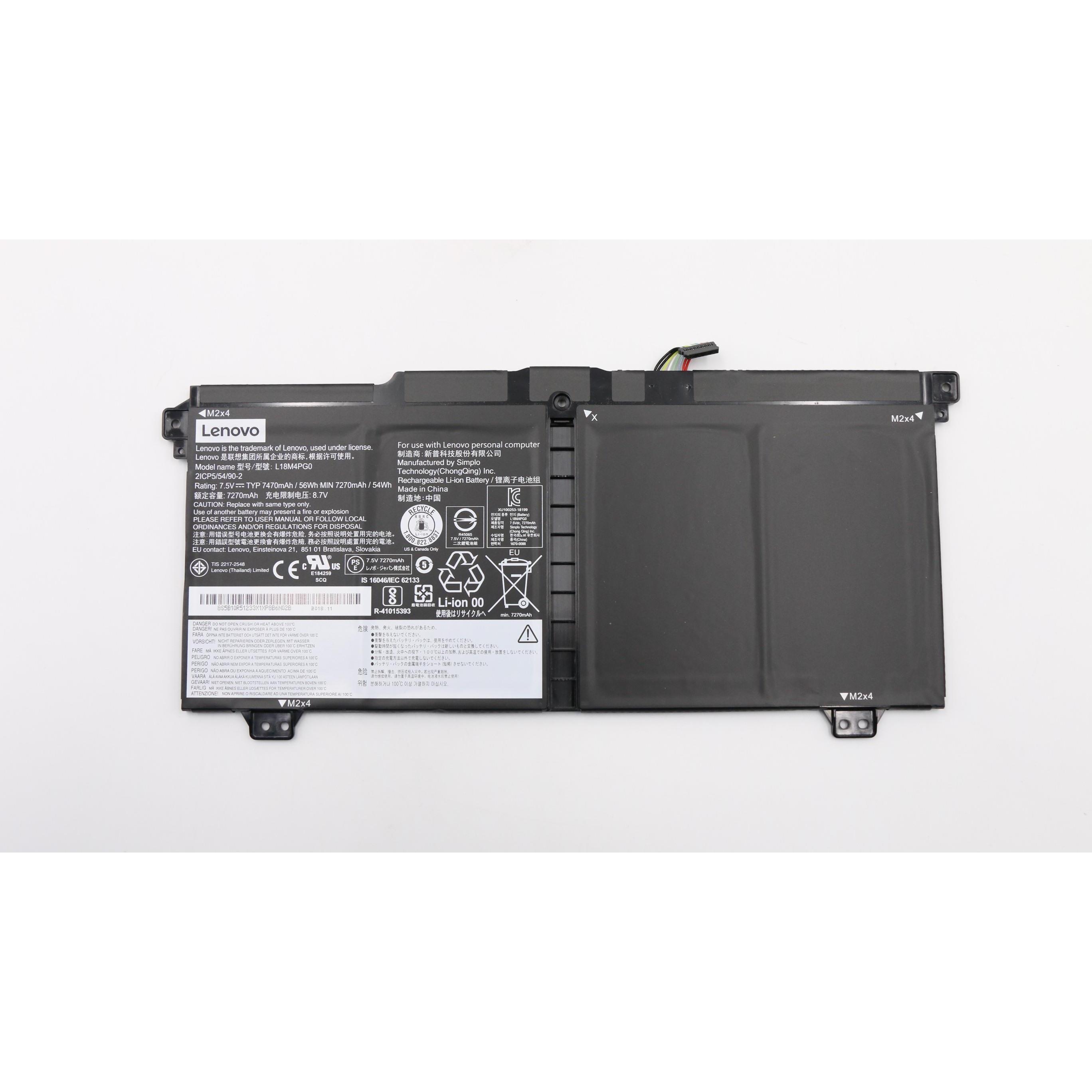 Lenovo 56Wh Lithium-ion battery for (5B10R51233) (4 Zellen, 7270 mAh), Notebook Akku, Schwarz