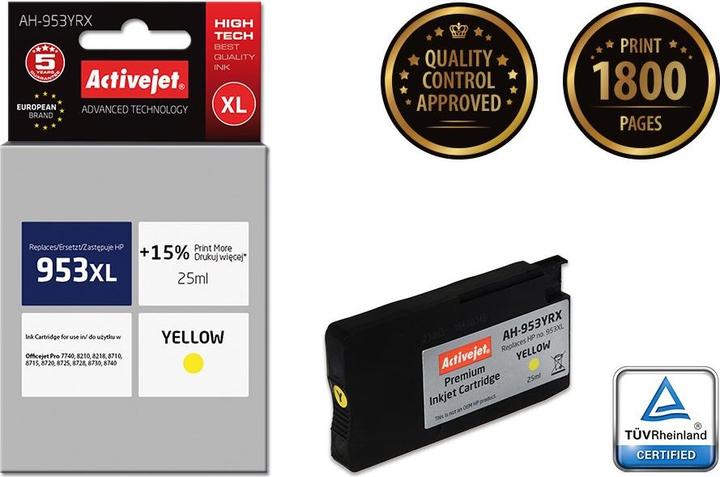 Produktbild Activejet AH-953YRX - Tinte auf Pigmentbasis - Gelb - HP - OfficeJet Pro 7740 - 8210 - 821 (Y)