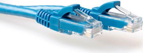 Productafbeelding ACT Blauwe 1 meter U/UTP CAT6 patchkabel snagless met RJ45 connectoren. Cat6 u/utp snagless bu 1,00m (U/UTP, CAT6, 1 m)