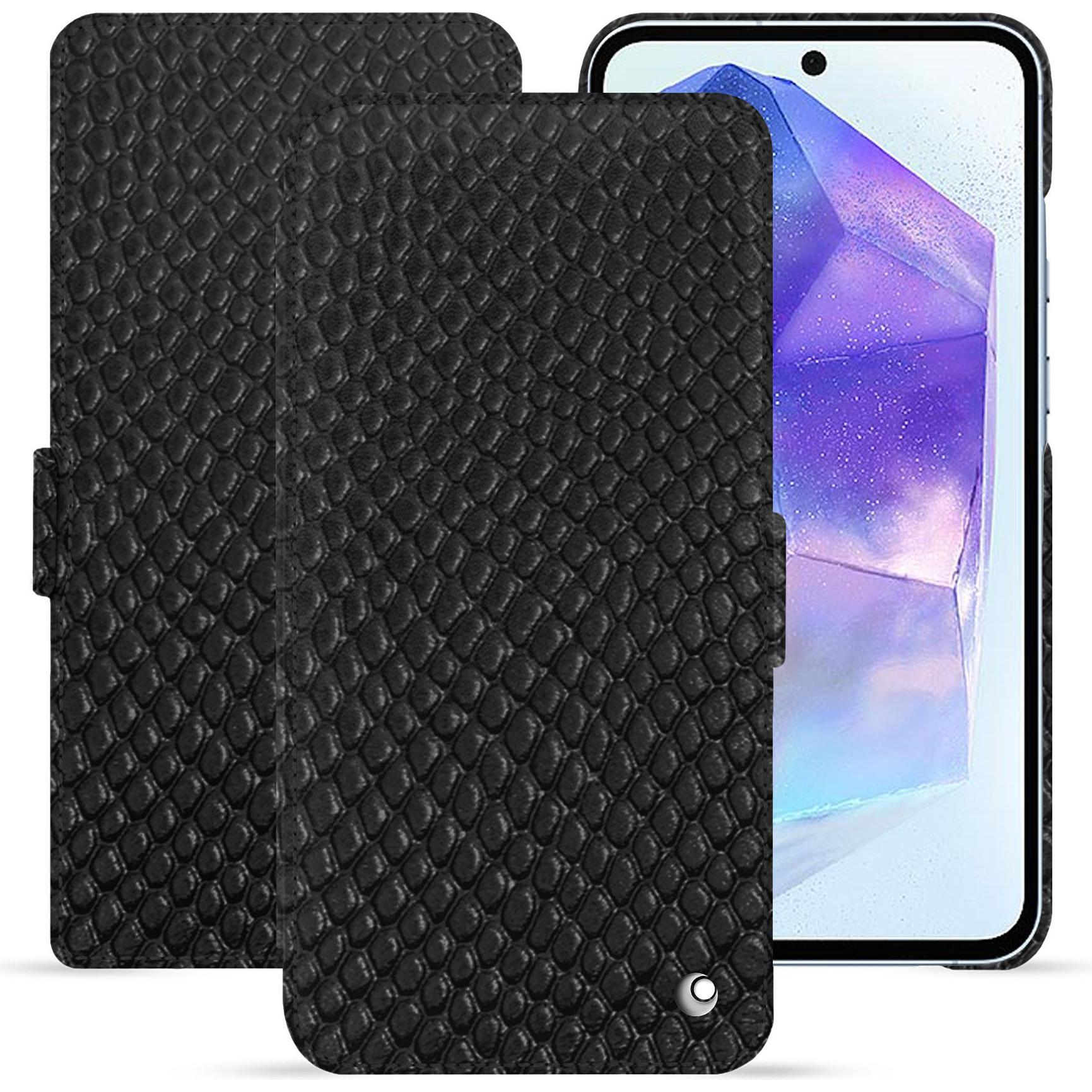 Noreve Lederschutzhülle horizontal (Samsung Galaxy A55), Smartphone Hülle, Schwarz