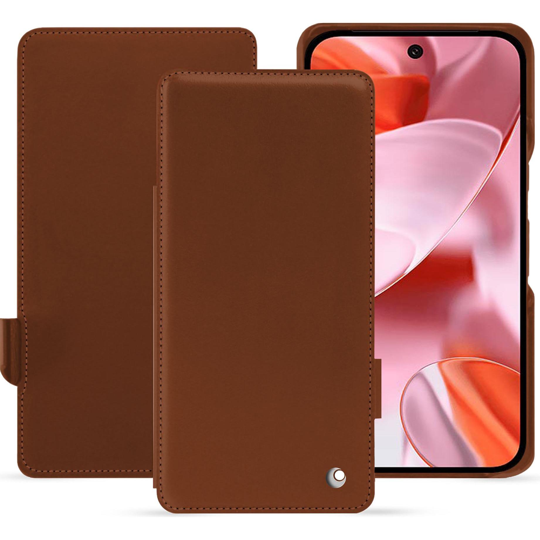 Noreve Lederschutzhülle horizontal (Google Pixel 9), Smartphone Hülle, Braun