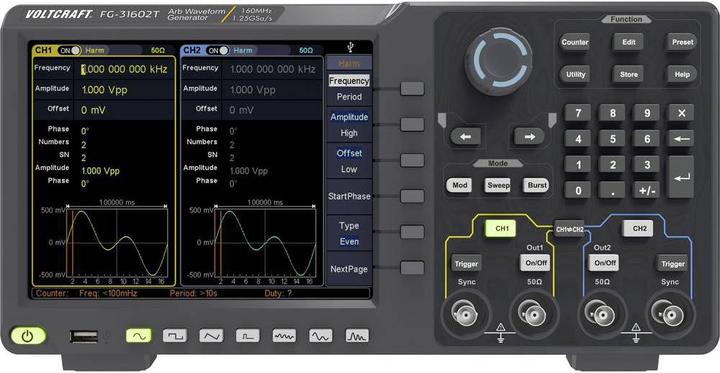 Image du produit Voltcraft Générateur de signaux arbitraires 160 MHz à deux canaux avec commande par écran tactile