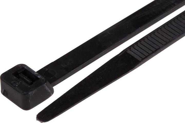 Produktbild RS PRO Cable Tie 380x7.6 Black flame retardant (Kunststoffkabelbinder, 380 mm, 100 Stk.)
