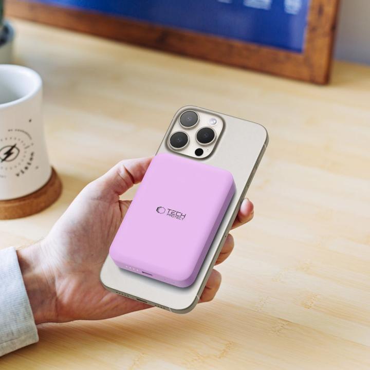Actual product image Tech-Protect LifeMag MagSafe PB11 10000mAh Power Bank - Pink (10000 mAh, 15 W)