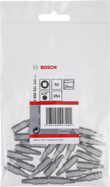Produktbild Bosch Professional Zubehör Schrauberbit Extra-Hart R2, 25 mm, 25er-Pack (Sechskant (hexagonal))