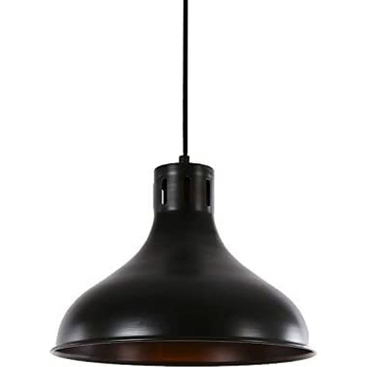 EDM, Lampada a sospensione, Metallic ceiling vintage lamp e27 60w black color ø29x24cm (E27)