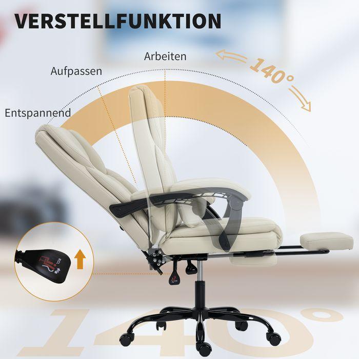 Produktbild Swisshandel24 Bürostuhl, Kunstleder-Bezug, Fussstütze, höhenverstellbar, rollbar, Beige (46 - 54 cm)