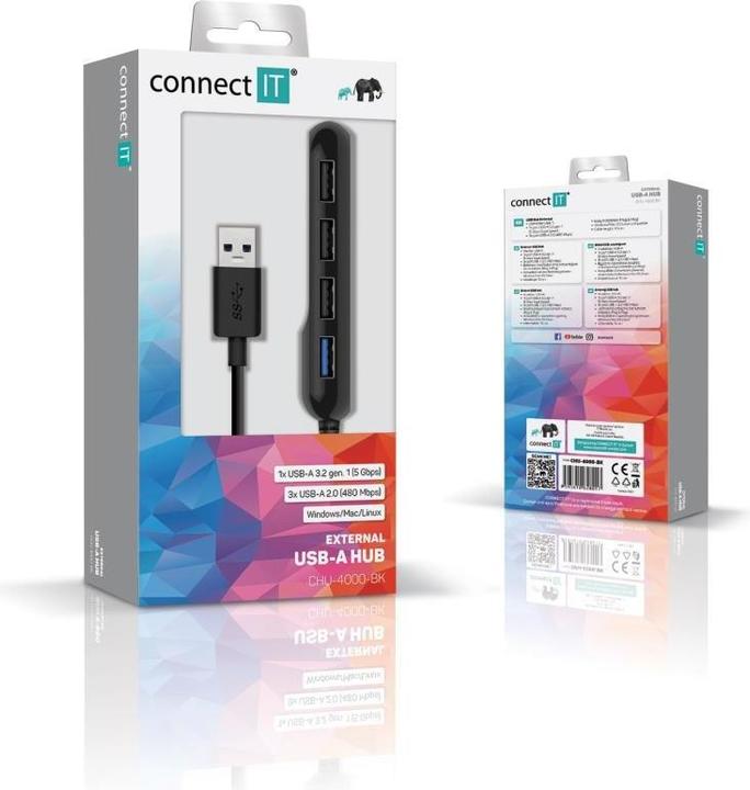 Produktbild Connect IT USB-A Hub USB 3.0 schwarz / extern (3 Ports)