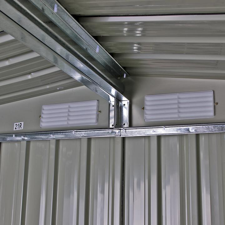 Produktbild Dema Gerätehaus mit Holzunterstand Metall 328x314x159/188cm