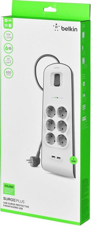 Productafbeelding Belkin PIEK PLUS 2,4 A (6x, CEE 7/3, 2 m)