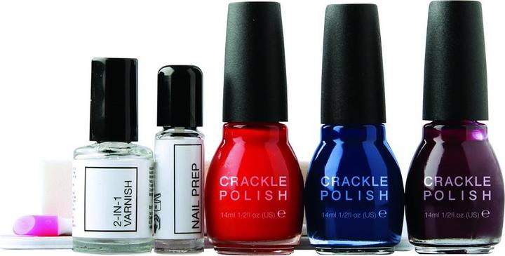Rio Crackle Nails Party Nail Kit ( NCRP) (Burgundy, Blue, Red, Farblack)