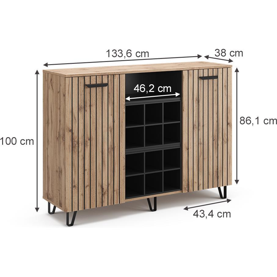 Thumbnail - Vicco, Kommode + Sideboard, Amber (134 x 38 x 100 cm)