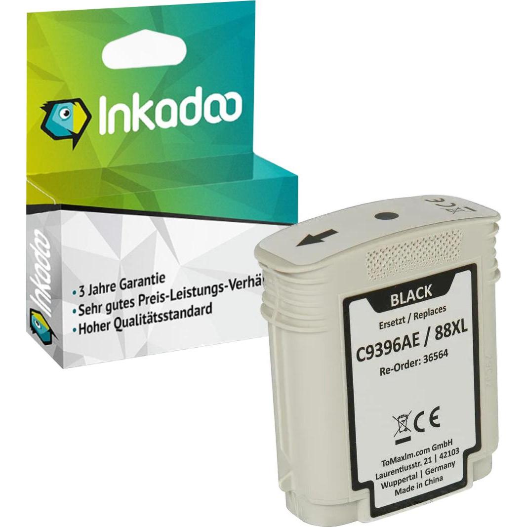 Inkadoo, Druckerpatrone, Druckerpatronen kompatibel zu HP C9396AE / 88XL Tintenpatrone, schwarz Schwarz (BK)