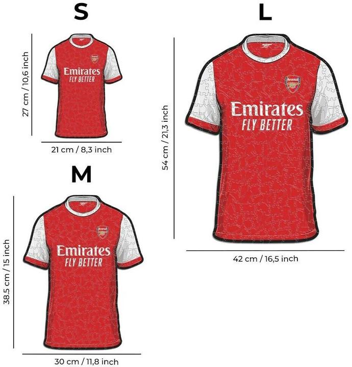 Actual product image Iconic Arsenal FC - Jersey - Wooden Puzzle Size S (150 pieces) (150 pieces)