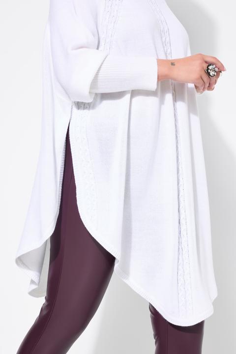 Produktbild Miamoda Pullover, Poncho-Style, Zopfmuster, Zipfelsaum (56)