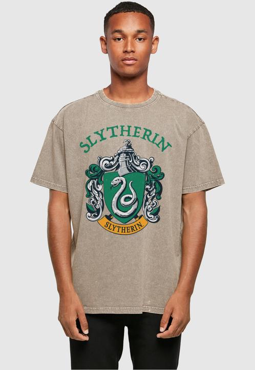 Produktbild Absolute Cult Harry Potter - Slytherin Crest Acid Washed Oversized Tee - 114897 (3XL)