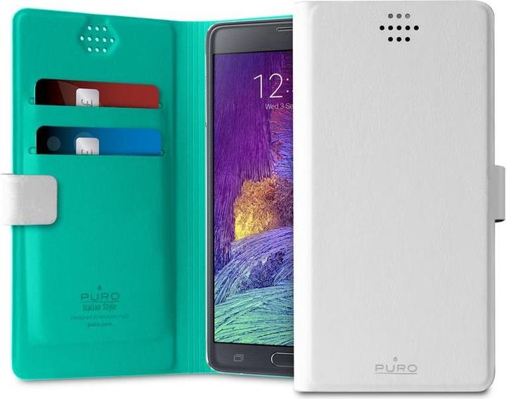 Actual product image Puro Uniwallet Bi-Color - Universal 360 ° swivel case with card slots, dydis XXL (balta) (Universal)