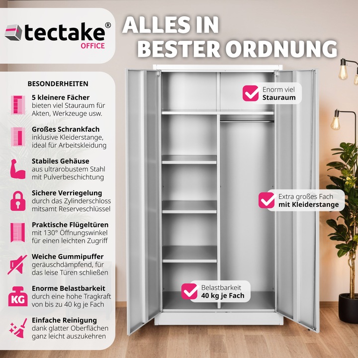 Produktbild tectake Schrank (180 x 80 x 40 cm)