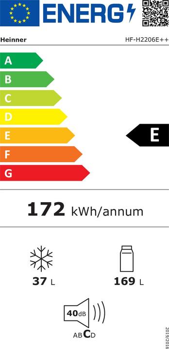 Energy Label Heinner HF-H2206E++ (206 l)