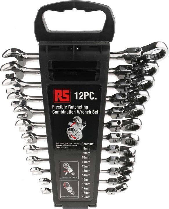 Actual product image RS PRO 12 Piece ratchet spanner set,flex head (19 mm)
