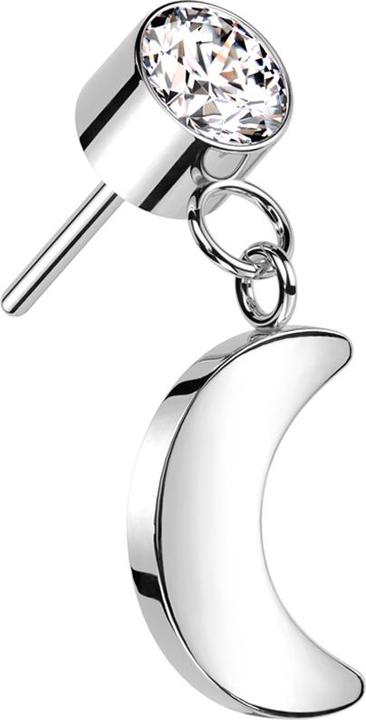 Immagine prodotto Star Piercing Cilindro senza fili argento cristallo argento ciondolo luna argento (senza ottone, Titanio)