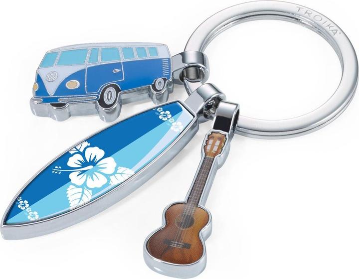 Actual product image Troika SURFMATE T1 Porte-clés 3 breloques: bus VW, planche surf, guitare, gris brillant/multicolore