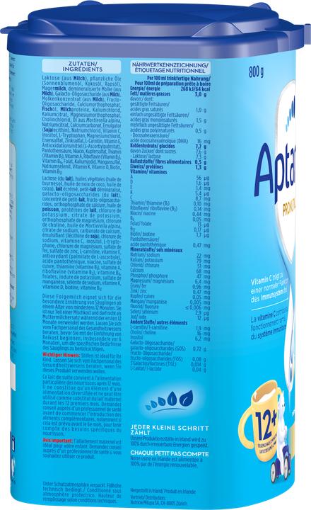 Nutritional values and ingredients Aptamil Pronutra Junior 12+ (800 g, from 12 m.)