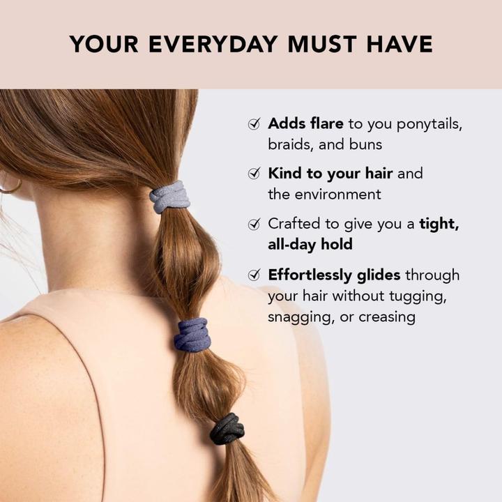 Produktbild Kitsch Medium Nylon Gummibänder mit Glitzereffekt 12er Set Dunkel (Haargummi)