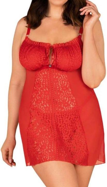 Produktbild Obsessive Babydoll mit Spitze und Rückenschnürung plus String (4XL, 5XL)