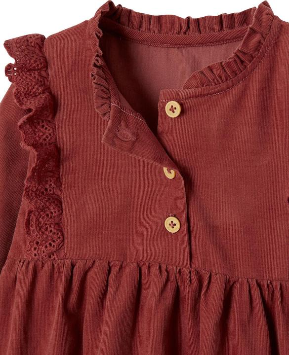 Actual product image Vertbaudet Mädchen Baby Cordkleid mit Volant und Lochstickerei (80)
