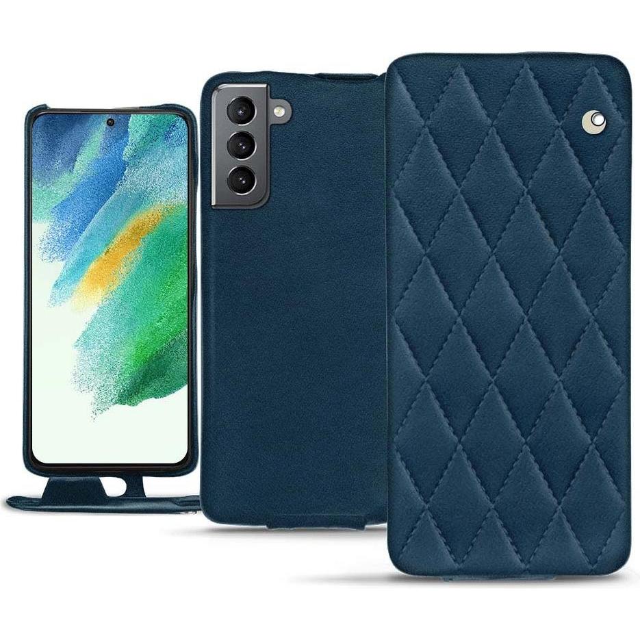 Noreve Lederschutzhülle vertikal (Samsung Galaxy S21 FE), Smartphone Hülle, Blau