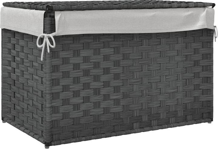 Produktbild VidaXL Wäschekorb mit Deckel Grau 55,5x35x34 cm Poly