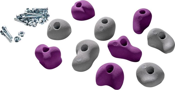 Actual product image Kletterbude Climbing holds for children complete set StarterKids sprouts, made in Germany (Purple-grey)