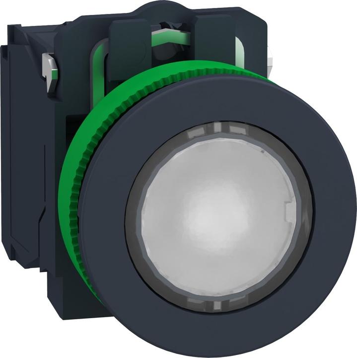 Actual product image APC Electric illuminated pushbutton, flat, complete, ø30mm, 120 V, IP69K, LED, White, 1 NC + 1