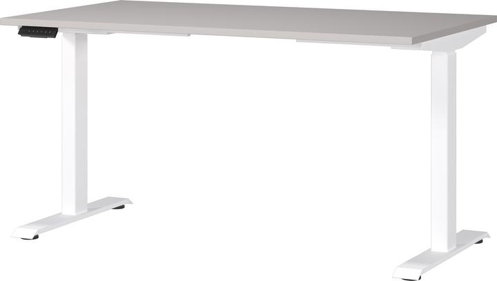 Actual product image Germania JET height-adjustable desk cashmere rectangular, T-leg frame white 140.0 x 80.0 cm (140 x 80 x 72 cm)