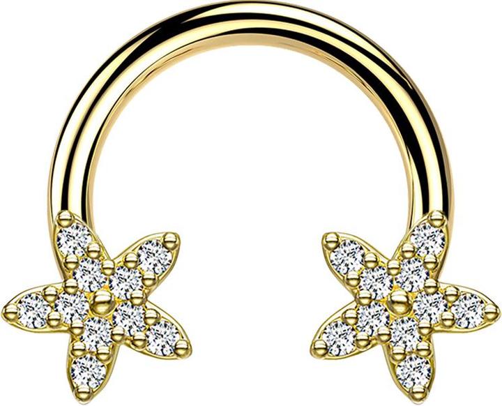 Produktbild Star Piercing Micro Circular Barbell 14k vergoldet Kristallstern silber (Messing, Chirurgenstahl 316L)
