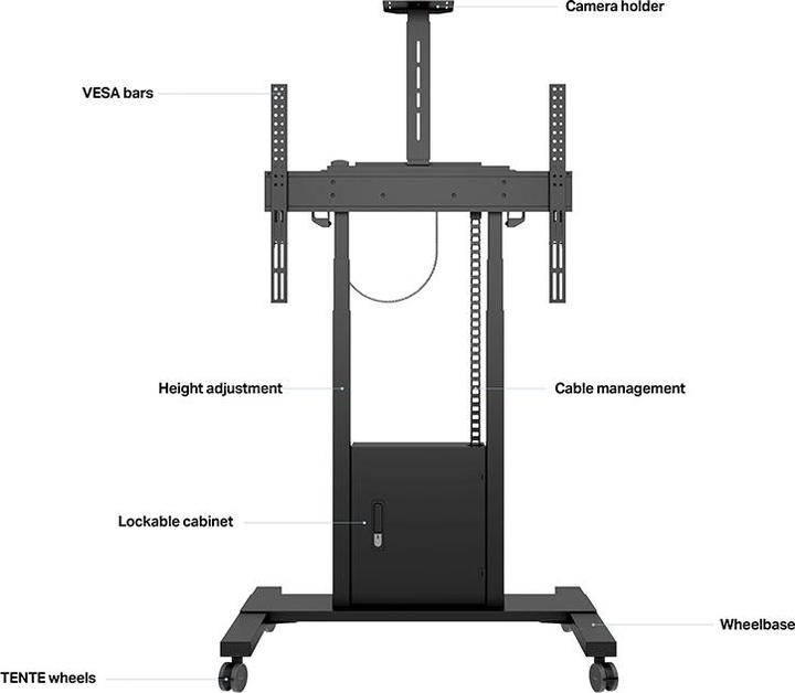 Image du produit Multibrackets Pied électr., -100", max 120 kg, noir (120 kg, 55" - 86")