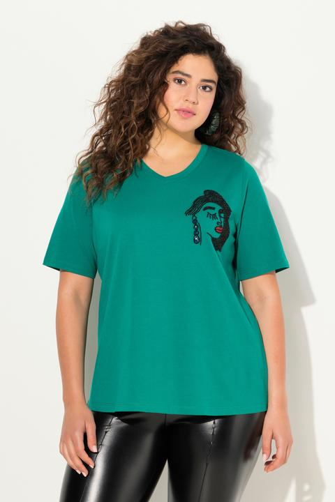 Produktbild Ulla Popken T-Shirt, Stickerei, Classic, V-Ausschnitt, Halbarm (42, 44)