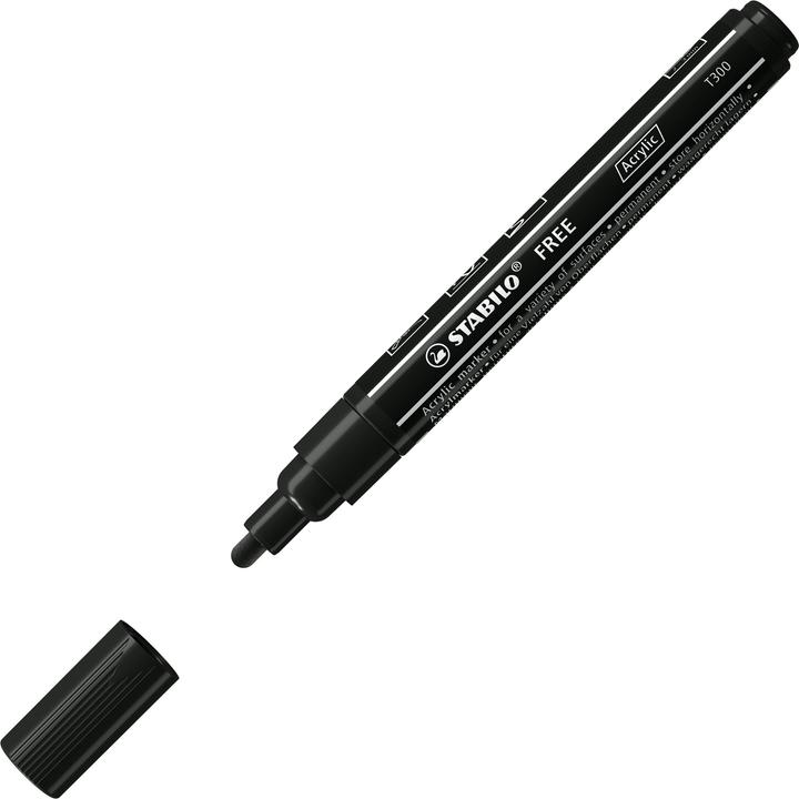 Actual product image STABILO Acrylic marker - FREE Acrylic - T300 bullet tip 2-3mm - single pen - black (Black, 3 mm, 1 x)