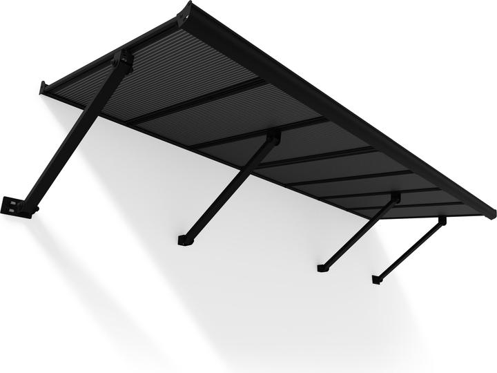 Actual product image Palram Canopia | Augustine 8.5ft Door Awning Black Structure / Opaque Grey Panels