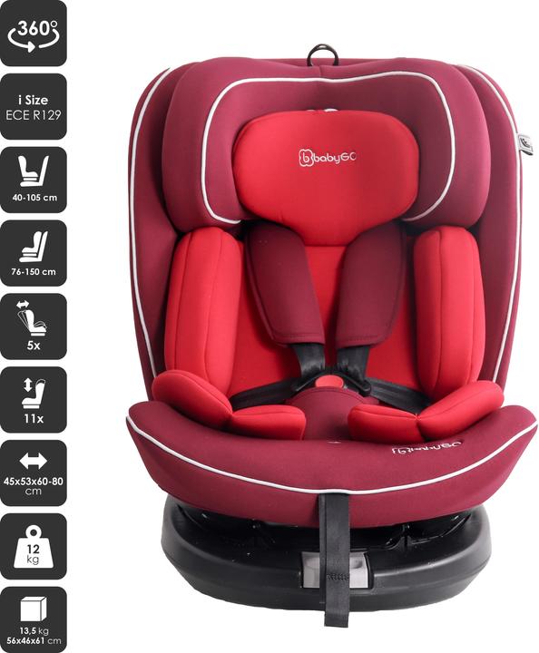 Actual product image BabyGo Nova2 red (Baby car seat, ECE R129/i-Size Standard)