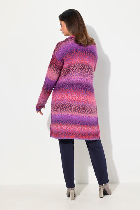 Actual product image Ulla Popken Gradient Striped Goblet Collar Cardigan (56)