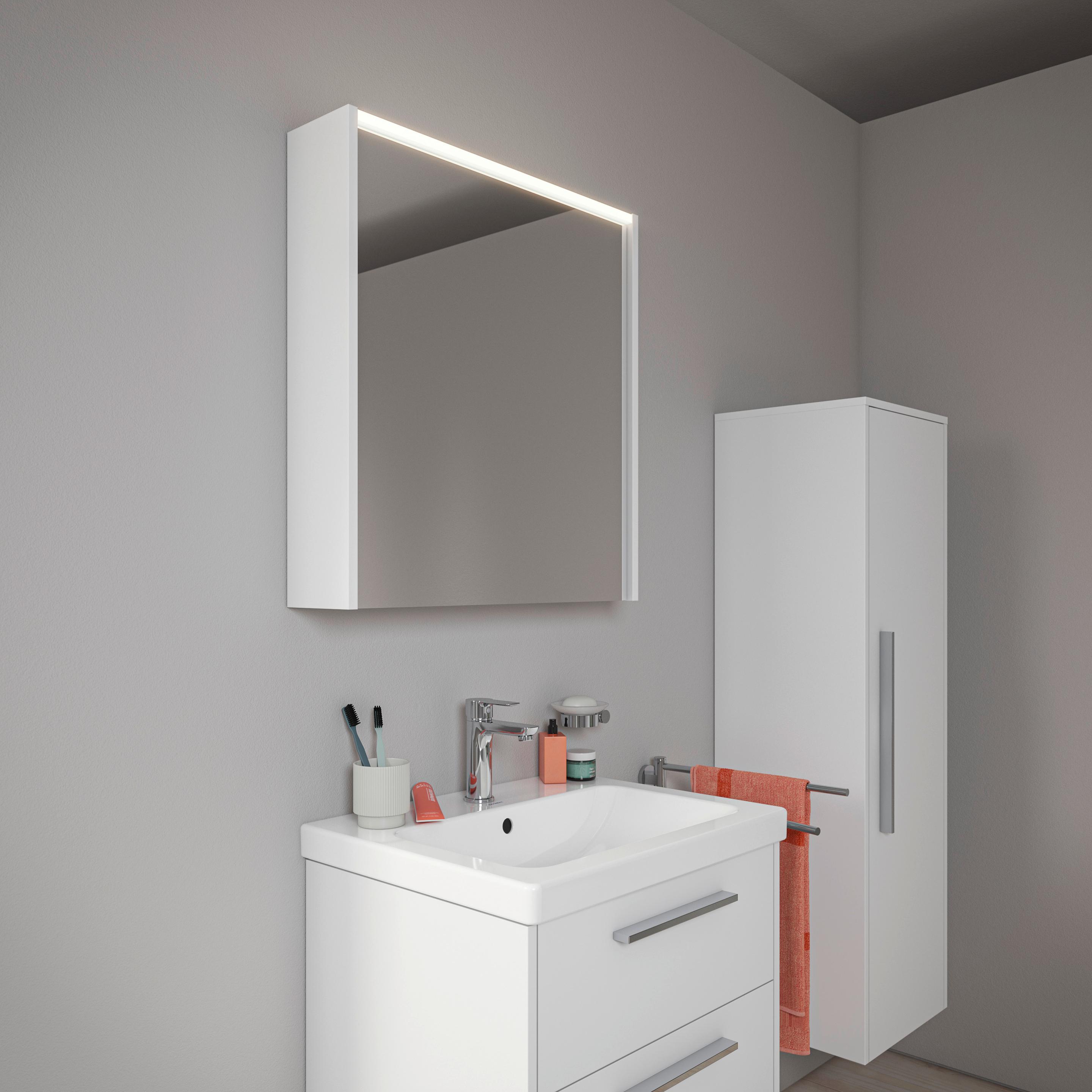 Thumbnail - Duravit, Spiegelschrank, D-Code Spiegelschrank, Steckdose Typ F (EU, DE), 1 Tür mit Anschlag rechts, LED-Lichtfeld o