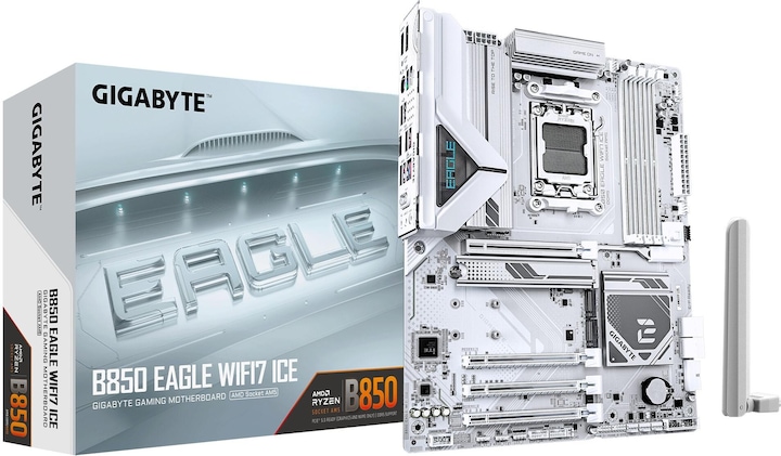 Produktbild Gigabyte MB GBT AMD AM5 B850 EAGLE WF7 ICE (AM5, AMD B850, ATX)
