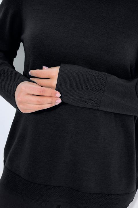 Image du produit Ulla Popken Damen grosse Grössen Pullover, Stehkragen, Langarm, Rippbündchen schwarz 46+ 822010100-46+ (46, 48)