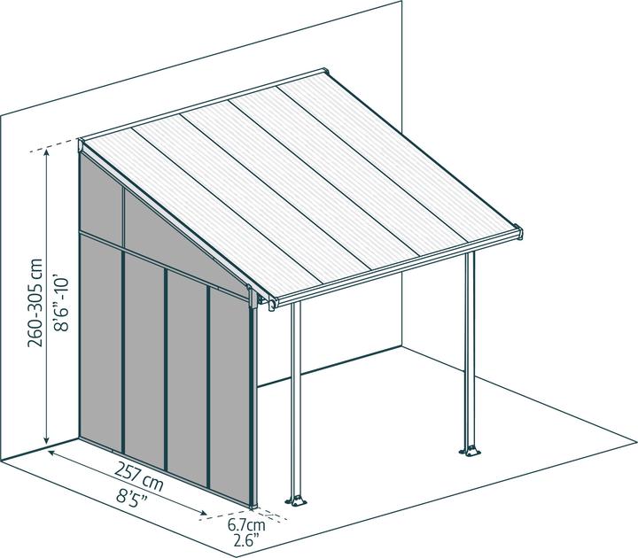 Produktbild Palram Terrasse Seitenwand 6,7x257cm Grau