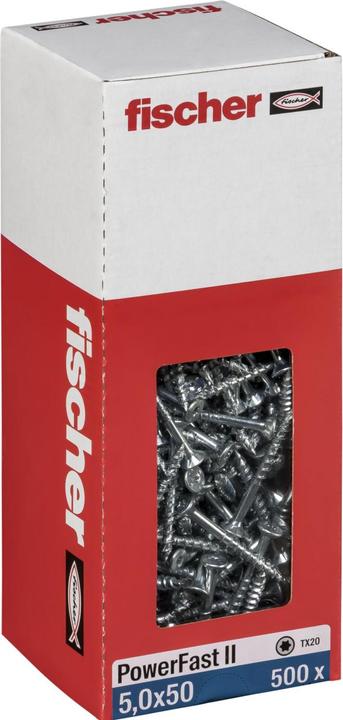 Actual product image Fischer Power-Fast II FPF II chipboard screw 5.0x50 mm 500 pieces ( 670377 ) Countersunk head with Torx Te (500 Screws per piece)