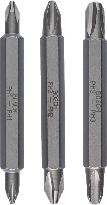 Produktbild Bosch Professional Zubehör Doppelklingenbit-Set, 3-teilig, PH1, PH1, PH2, PH2, PH3, PH3, 60 mm (Kreuz Phillips PH)